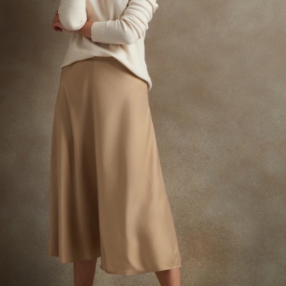 Banana Republic Tan A-Line Midi Skirt for Work